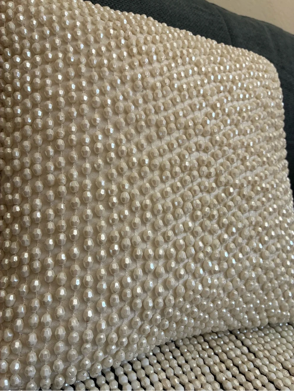 Beaded Pearl Accent Pillow - Ivory 12 x 12